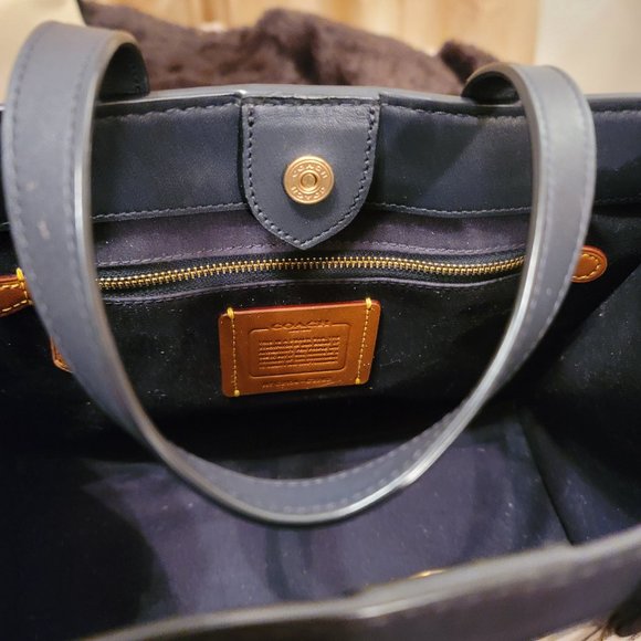 Coach denim look tote with coach chain. Includes chain extender - Picture 12 of 13